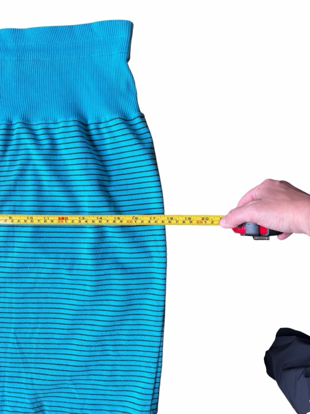 Vintage Y2K Turquoise ribbed Striped Pencil Skirt - Sleek Everyday Style - Picture 8 of 9